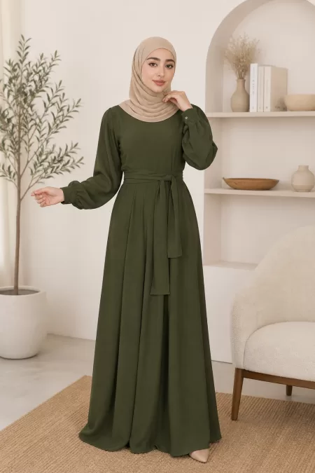 Dark olive-green dress
