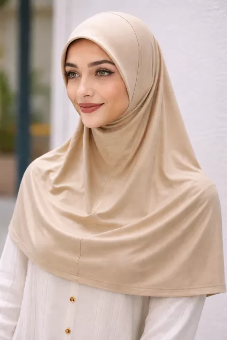 Beige Jersey One Piece Hijab