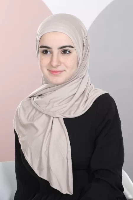 Beige Kids One Piece Hijab Wrap Design