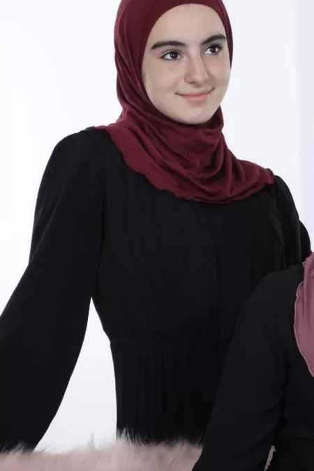 Maroon Kids Two Pieces Hijab plain Design