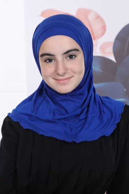 Blue Two Pieces Hijab plain Design