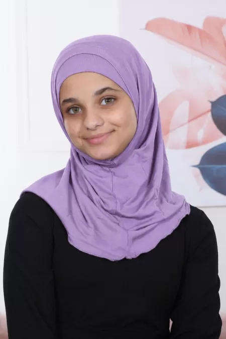 Dark Purple Kids Two Pieces Hijab plain Design