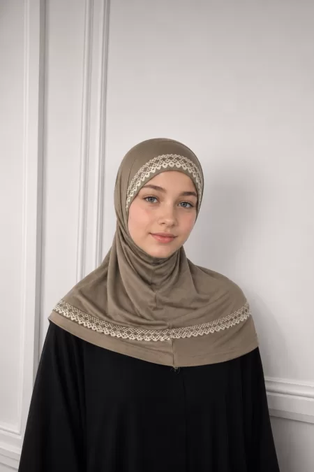 Latte Kids Two Pieces Hijab Lace Design