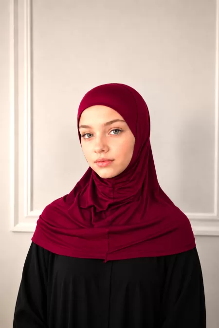 Red Two Pieces Hijab Crystal Design